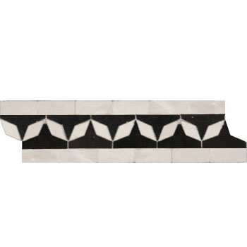 Mosaic House Moroccan tile Diamond Petit L 6-1 Black White  zellige, mosaic, zellij, border, glaze, classic 